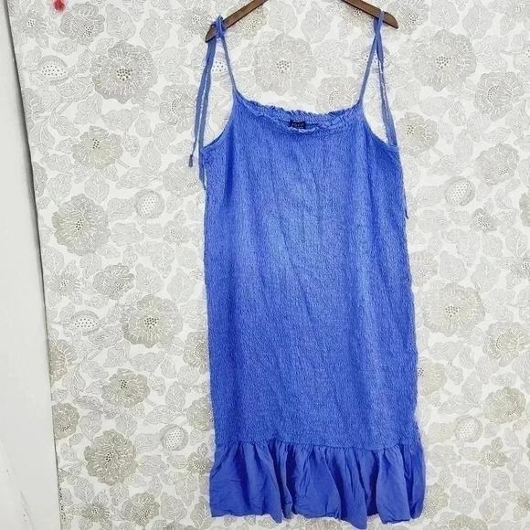 Eloquii Midi Tank Dress Ruched Tied Shoulder 26/28 Unlined - Picture 1 of 8